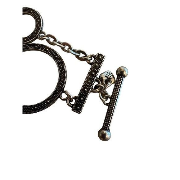 Brighton Silver Toggle Bracelet With Circular Links & Heart Charm - Picture 3 of 5